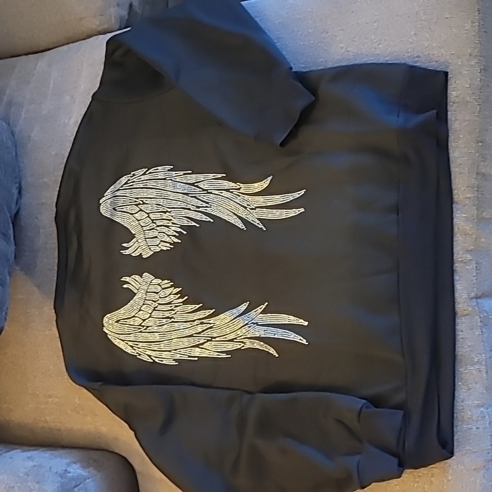 Rhinestone sweater Angel Wings Sweatshirt,  Long Sleeve Crew Neck sweater shiny